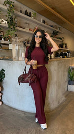 Conjunto Acanalado Crop + Pantalón Palazzo