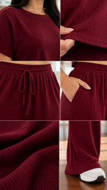 Conjunto Acanalado Crop + Pantalón Palazzo
